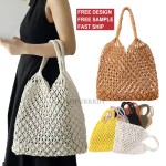 Custom Handbag Manufacturer - Women Crochet Cotton Rope Beach Mesh Handbag