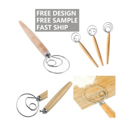 Custom Egg Beater Manufacturer - Stainless Steel Wooden Handle Manual Whisk