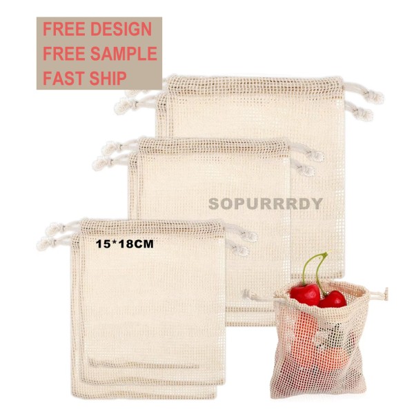 Custom Produce Bag Factory - Washable Mesh Storage Drawstring Shopping Bag