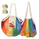Custom Tote Bag Factory - Colorful Gradient Reusable Cotton Mesh Beach Bag