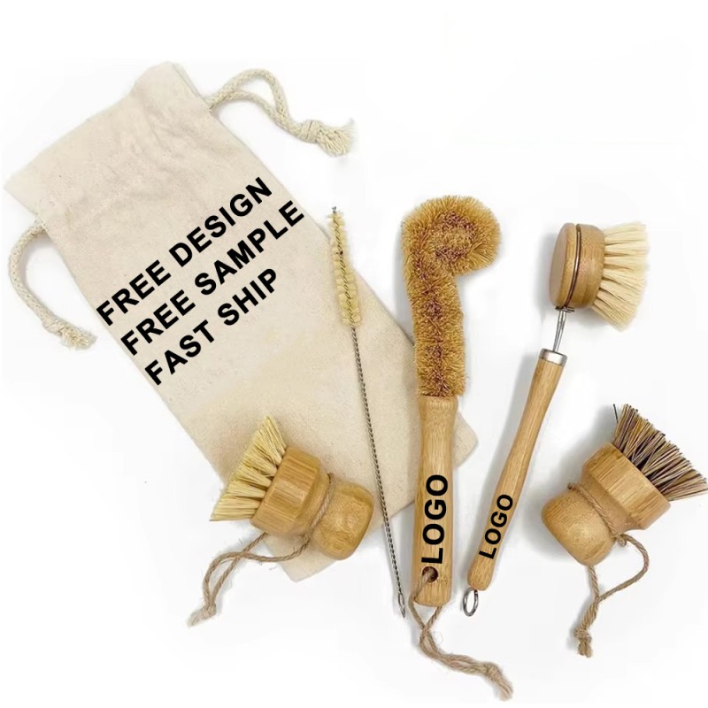 Custom Dish Brush Set Manufacturer - Natural Bamboo Wooden Dish Scrub Brush Set