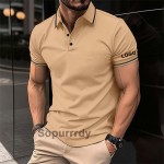 Custom Polo Shirt Factory - Men's Casual Short Sleeve Contrast Collar Golf Top