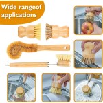 Custom Dish Brush Set Manufacturer - Bamboo Dish Scrubber Pots Pans Cleaning Brush Set