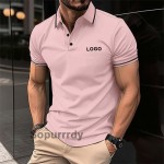 Custom Polo Shirt Factory - Men's Casual Short Sleeve Contrast Collar Golf Top