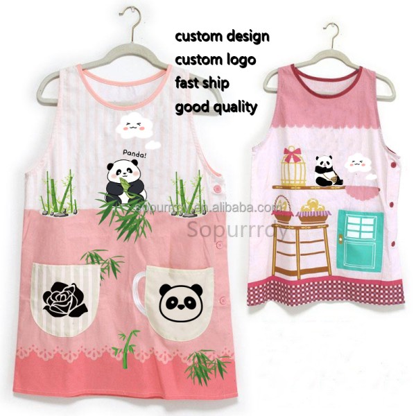 Custom Kids Apron Factory - Personalized Pink Cartoon Kitchen Salon Apron