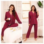 Custom Pajamas Set Manufacturer - Long Sleeve Button Down Loungewear Sleepwear Set