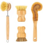 Custom Dish Brush Set Manufacturer - Bamboo Dish Scrubber Pots Pans Cleaning Brush Set