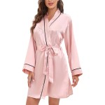Custom Kimono Robe Factory - Women Cotton Satin Short Bathrobe Bridesmaid Gift