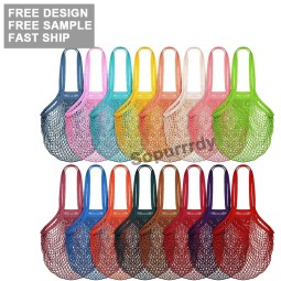 Custom Mesh Bag Factory - Reusable Organic Striped Crochet Market Tote Bag