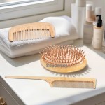 Custom Hair Brush Set Factory - Eco Friendly Natural Wooden Wide Tooth Comb Set
