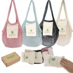 Custom Tote Bag Factory - Collapsible Reusable Cotton Mesh Market Shopping Bag