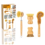 Custom Dish Brush Set Manufacturer - Bamboo Dish Scrubber Pots Pans Cleaning Brush Set
