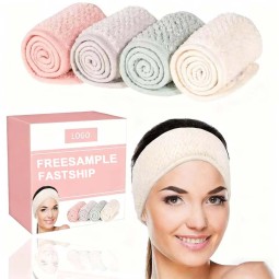 Custom Facial Headband Manufacturer - Adjustable Coral Fleece Makeup Hair Wrap