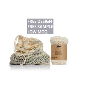 Custom Mesh Bag Manufacturer - Reusable Organic Cotton Drawstring Produce Sack
