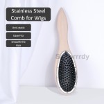 Custom Hair Brush Manufacturer - Stainless Steel Pin Wooden Handle Wig Comb
