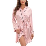Custom Kimono Robe Factory - Women Cotton Satin Short Bathrobe Bridesmaid Gift