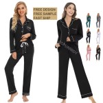 Custom Pajamas Set Manufacturer - Long Sleeve Button Down Loungewear Sleepwear Set