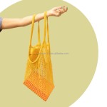 Custom Tote Bag Factory - Collapsible Reusable Cotton Mesh Market Shopping Bag