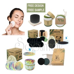 Custom Makeup Pads Factory - Reusable Round Bamboo Terry Charcoal Remover Pads