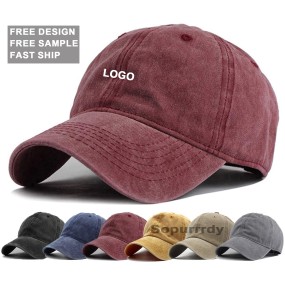 Custom Baseball Cap Manufacturer - 6 Panel Dad Hat Logo Embroidery Washed Cap