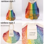 Custom Tote Bag Factory - Colorful Gradient Reusable Cotton Mesh Beach Bag