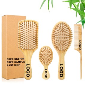 Custom Hair Brush Set Manufacturer - Bamboo Detangling Massage Hair Comb Brush