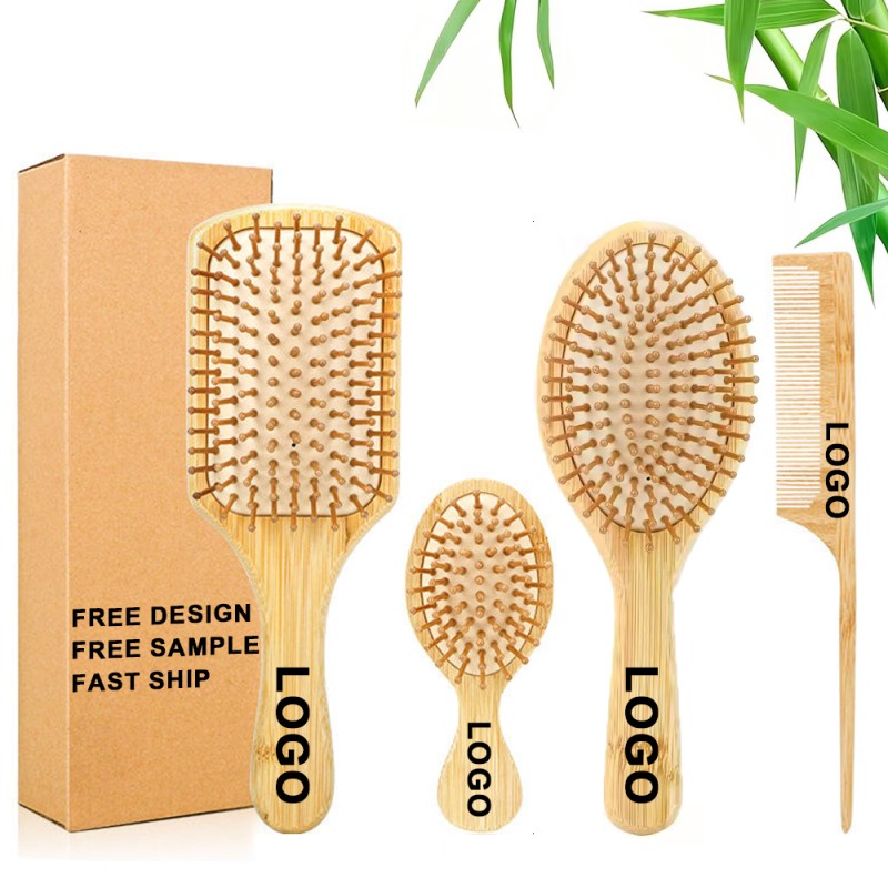 Custom Hair Brush Set Manufacturer - Bamboo Detangling Massage Hair Comb Brush