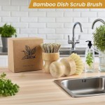 Custom Dish Brush Manufacturer - Bamboo Dish Scrub Brushes Set Wooden Cleaning Brush