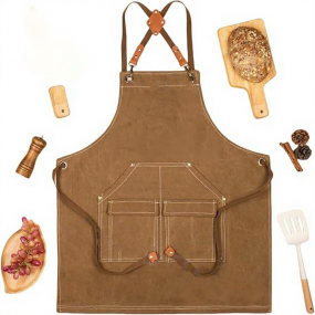 Custom Kitchen Apron Factory - Oil Proof BBQ Chef Canvas Waiter Uniform Apron