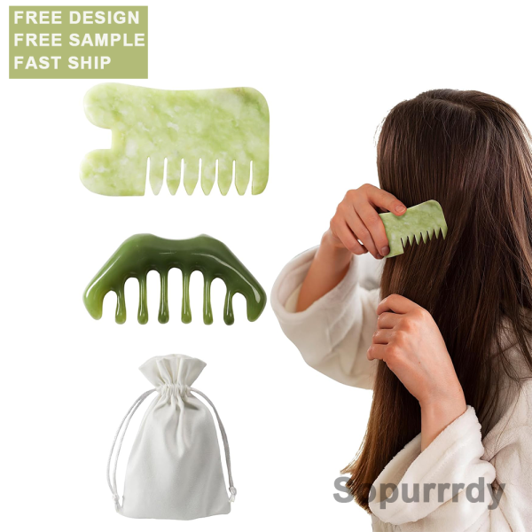 Custom Scalp Massager Manufacturer - Jade Meridian Head Massage Tool Gua Sha Comb