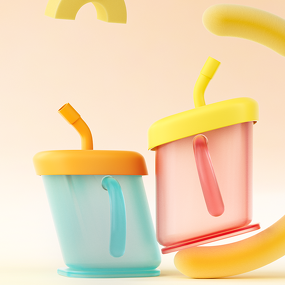 Training Straw Cup - 200ml 3in1 Curve Design