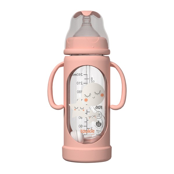 Glass Baby Bottle - 240ml Borosilicate with Handles