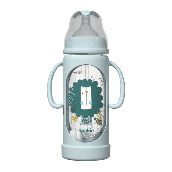 Glass Feeding Bottle - 240ml Wide Neck Handles