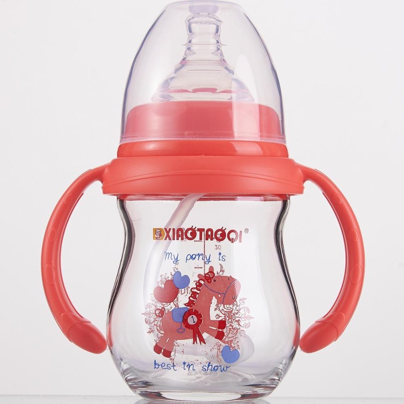 Glass Baby Bottle - Wide Neck Handles Design