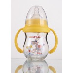 Glass Baby Bottle - Wide Neck Handles Design