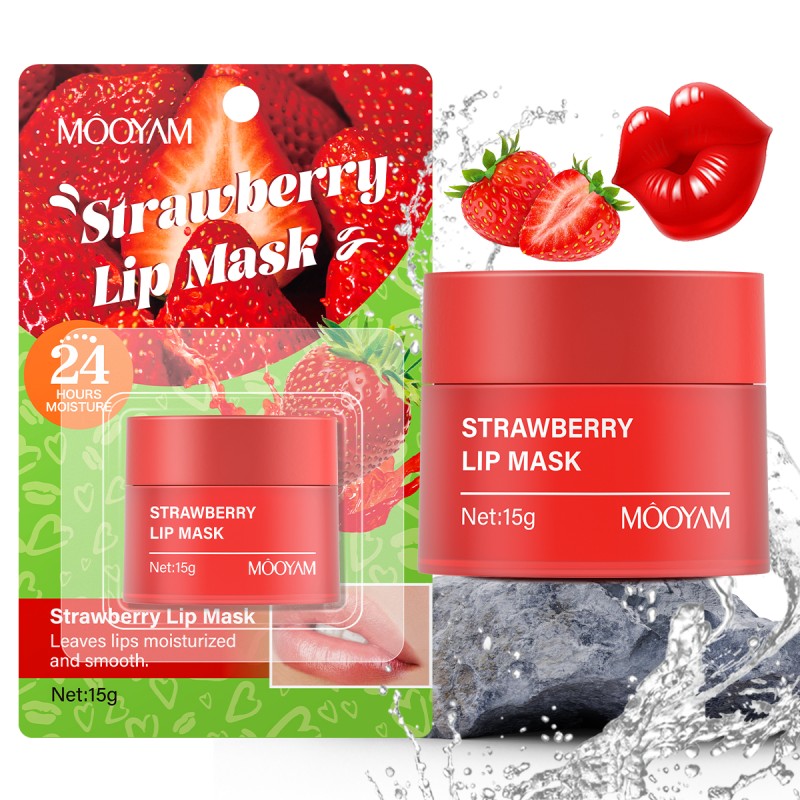 Custom Logo Strawberry Flavor Overnight Lip Mask Remove Wrinkles Hydration Long Lasting Moisturizing Repair Chapped Lip Mask