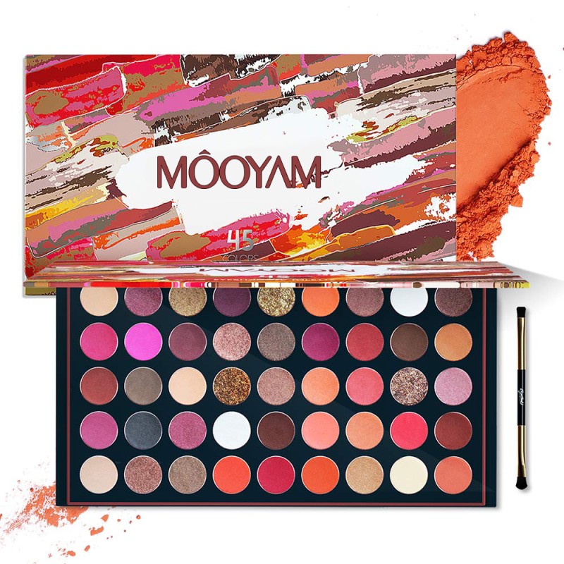 Custom Private Label 45 Colors Eyeshadow Palette / Wholesale High Pigment Waterproof Natural Eye Shadow