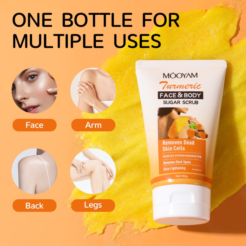 自有品牌天然有机去角质姜黄磨砂膏面部皮肤亮白姜黄MOOYAM OEM身体糖磨砂膏