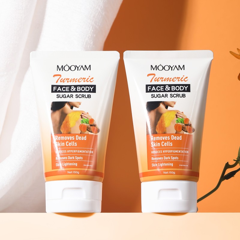 Private Label Natural Organic Exfoliating Turmeric Scrub Face Skin Brightening Turmeric MOOYAM OEM Body Sugar Scrub