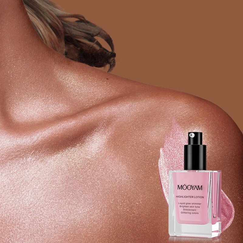 Private Label Wholesale Vegan Best Face Body Highlighter Spray Lotion Pink Gold Shimmering Illuminator Makeup Liquid Highlighter