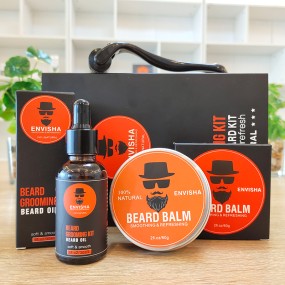 Beard Growth Kit Factory - Wholesale Private Label Organic 8Pcs Comb Balm Oil Kit