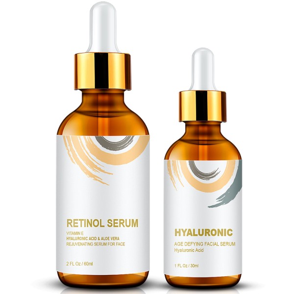 Face Serum Set Manufacturer - 2-Pack Vegan Hyaluronic Acid Retinol Serum
