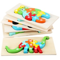 3D Wooden Puzzle Supplier - Dinosaur Cartoon Educational Toys
