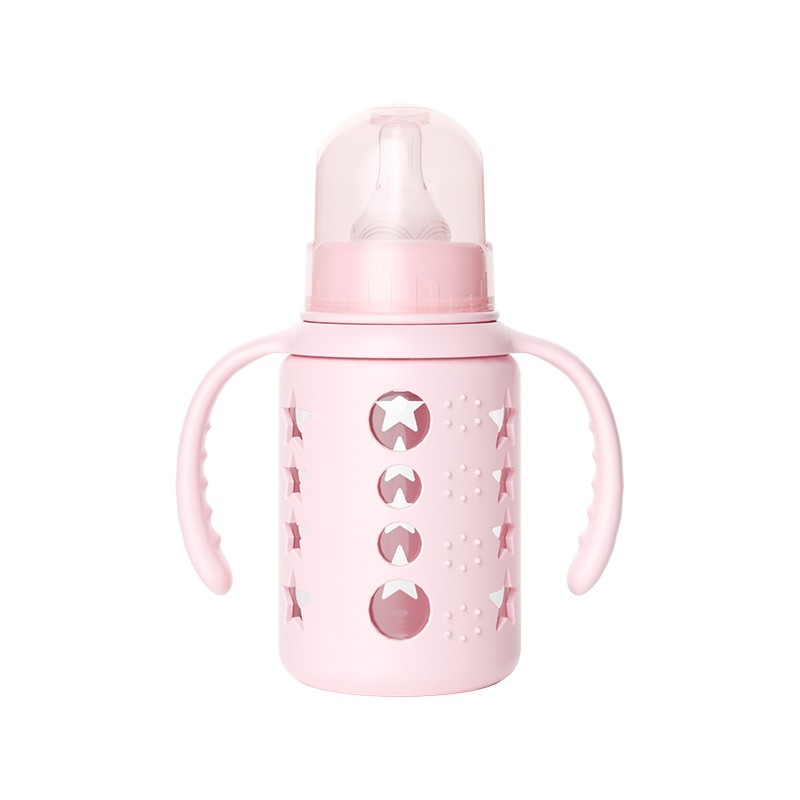 Glass Baby Bottle Factory - 120ml Monochrome Handle with Cover