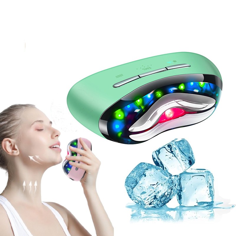 Portable ABS Microcurrent LED Red Light Therapy Massager Gua Sha for Face Neck Cold Hot Anti-Aging Pigment Skin Tightening