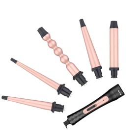 5 in 1 Instant Heat up Include Heat Protective Glove 4 Interchangeable Ceramic Curling Brush Curling Iron Curling Wand Set
