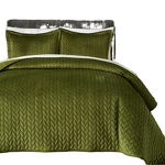 Velvet Quilt Set Factory - Luxury Green Reversible Coverlet