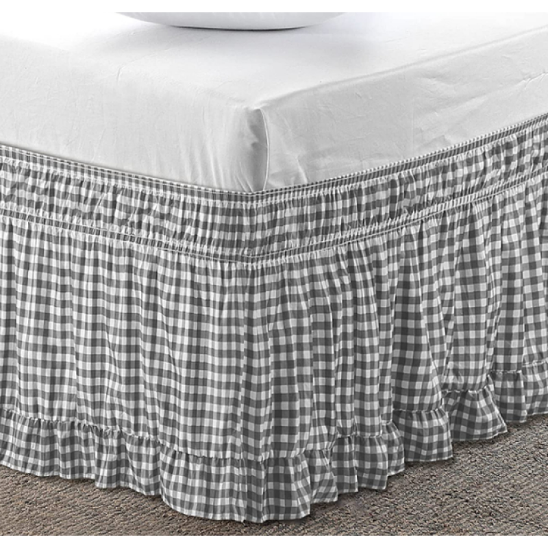 Bed Skirt Factory - Checkered Patchwork Black White
