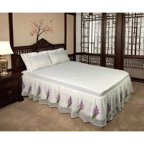 Bed Skirt Factory - Elastic Lilac Embroidery Dust