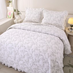 Quilted Bedspread Factory - 3 Pcs Embroidery with Pillowcases